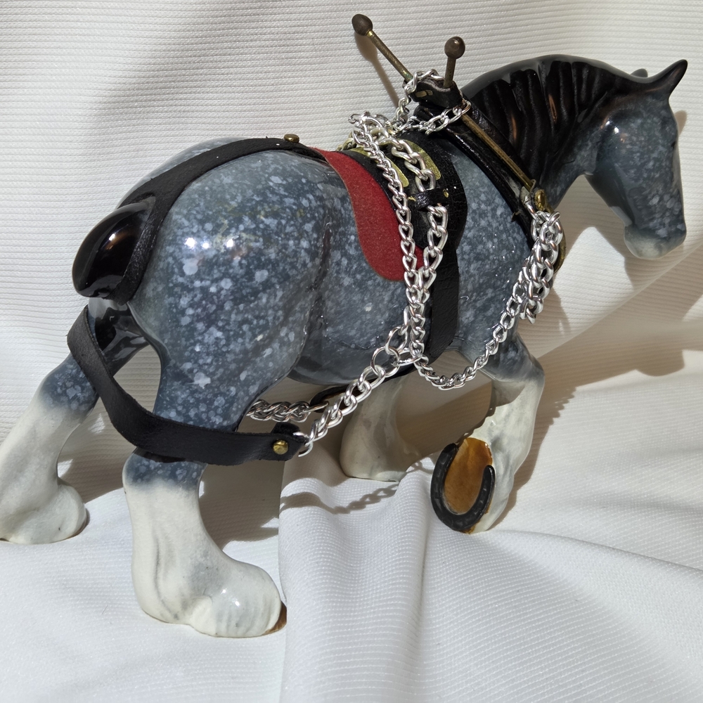 Vintage Decorative Horse Figurine Dapple Grey Draft Horse England 1970s